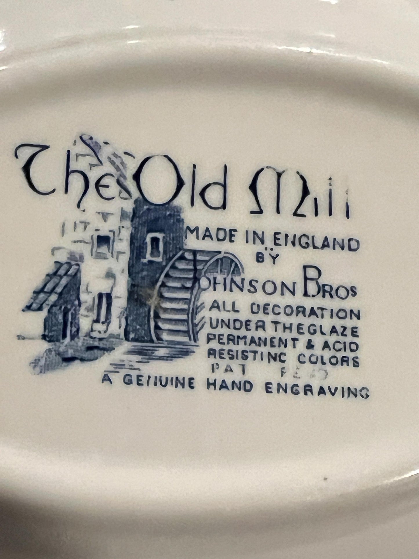 Pair of Vintage "The Old Mill" rimmed soup bowl by Johnson Brothers