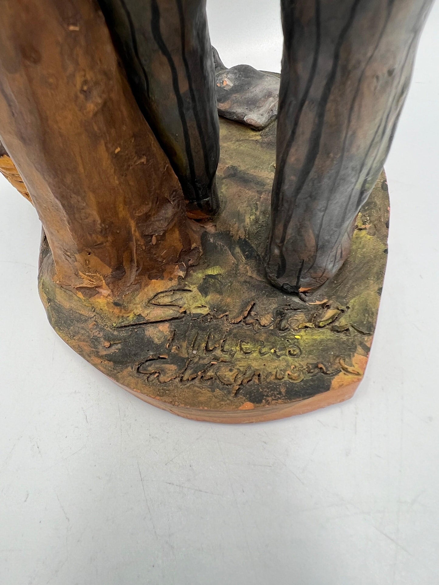 Terracotta Sculpture: Italian Folk Art Man - Signed by Mario Scarlatella