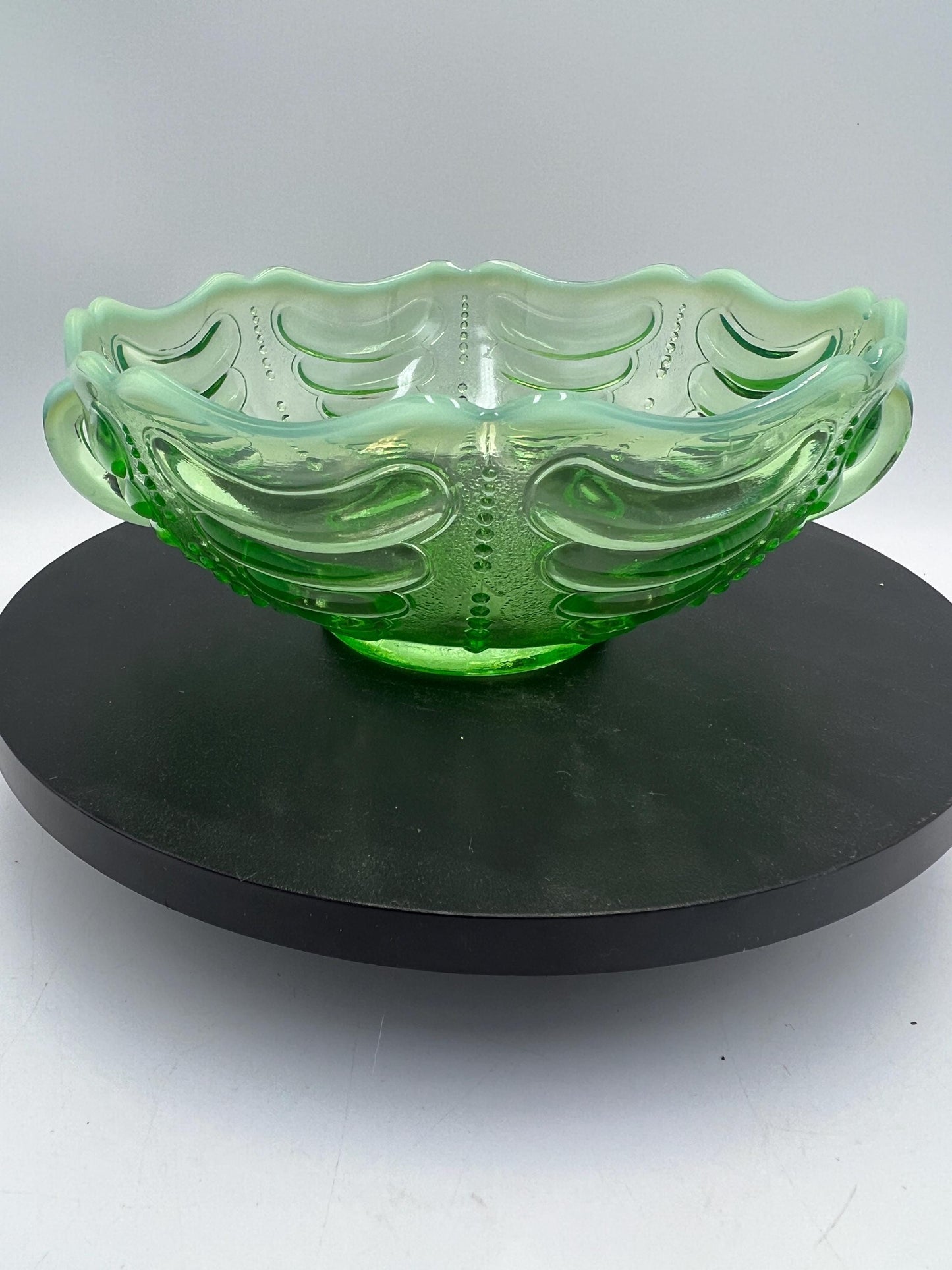 Antique Jefferson Glass Abalone Green Bowl c1903 - Hard to Find - Elegance