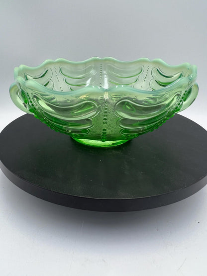 Antique Jefferson Glass Abalone Green Bowl c1903 - Hard to Find - Elegance