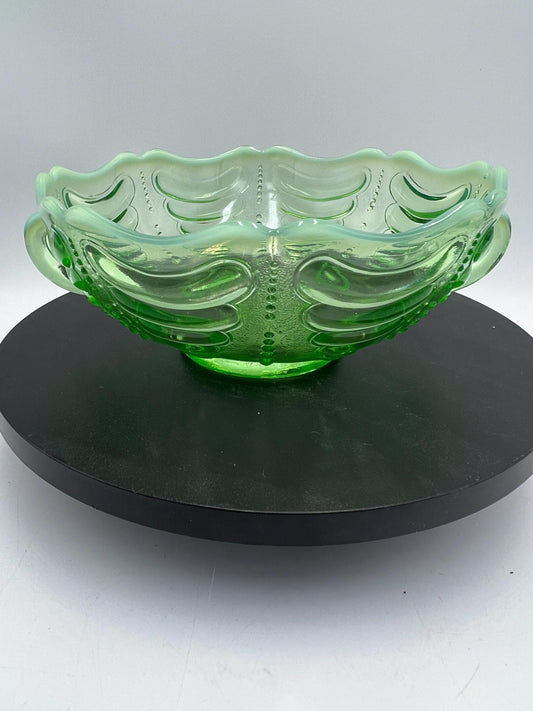 Antique Jefferson Glass Abalone Green Bowl c1903 - Hard to Find - Elegance