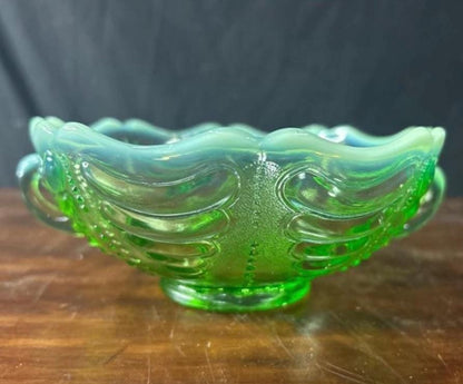 Antique Jefferson Glass Abalone Green Bowl c1903 - Hard to Find - Elegance