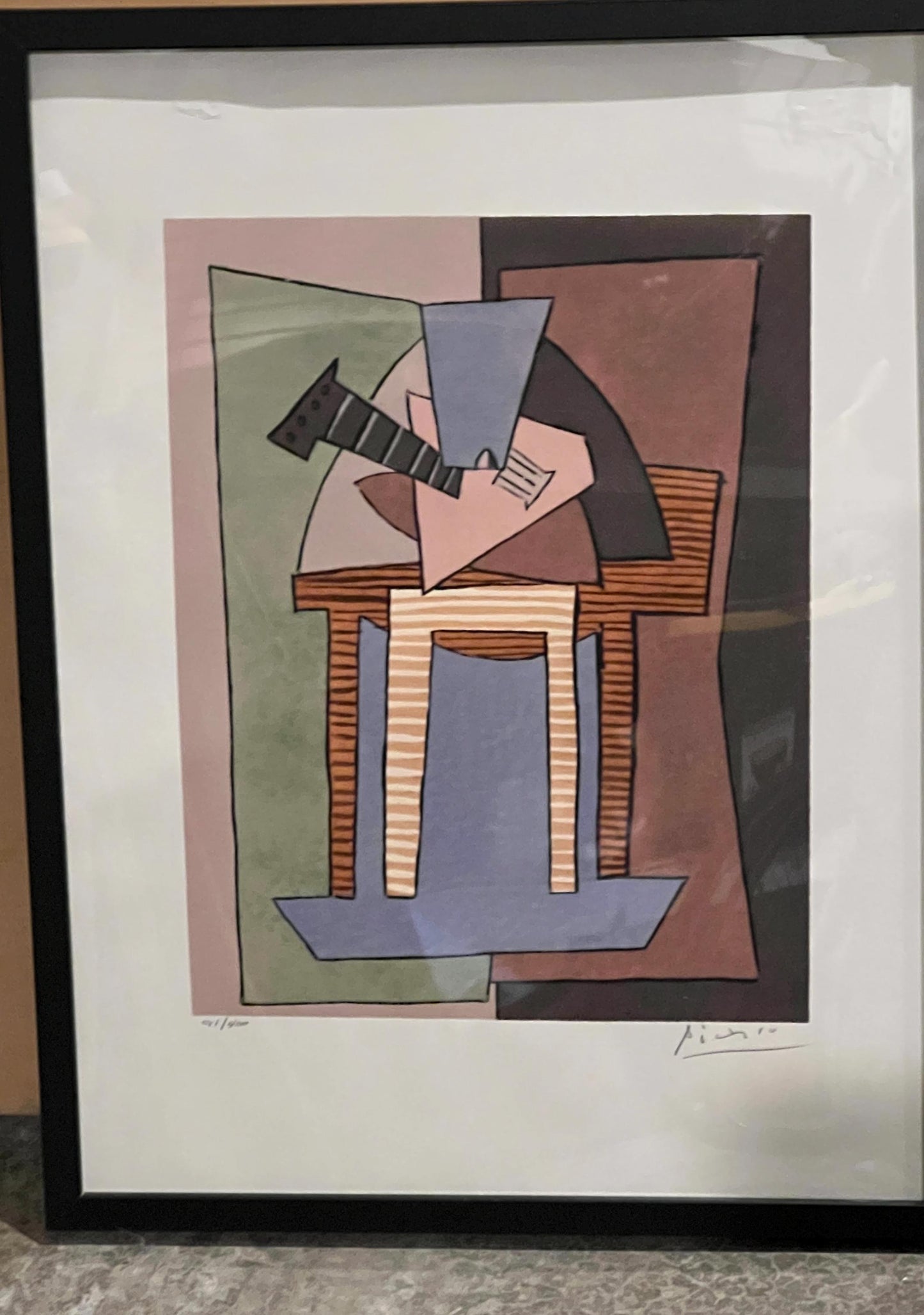 Mandolin Player Art: Picasso Cubist Pochoir Print (Limited Edition)