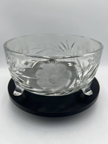 Tri Foot Crystal Bowl Starburst Pattern