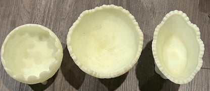 Fenton Custard Glass Compotes - Bowls - Unique- GLOW