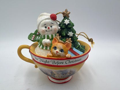 Thomas Kinkade Ornaments "Sweet Teas" Sets Snowmen in Teacups