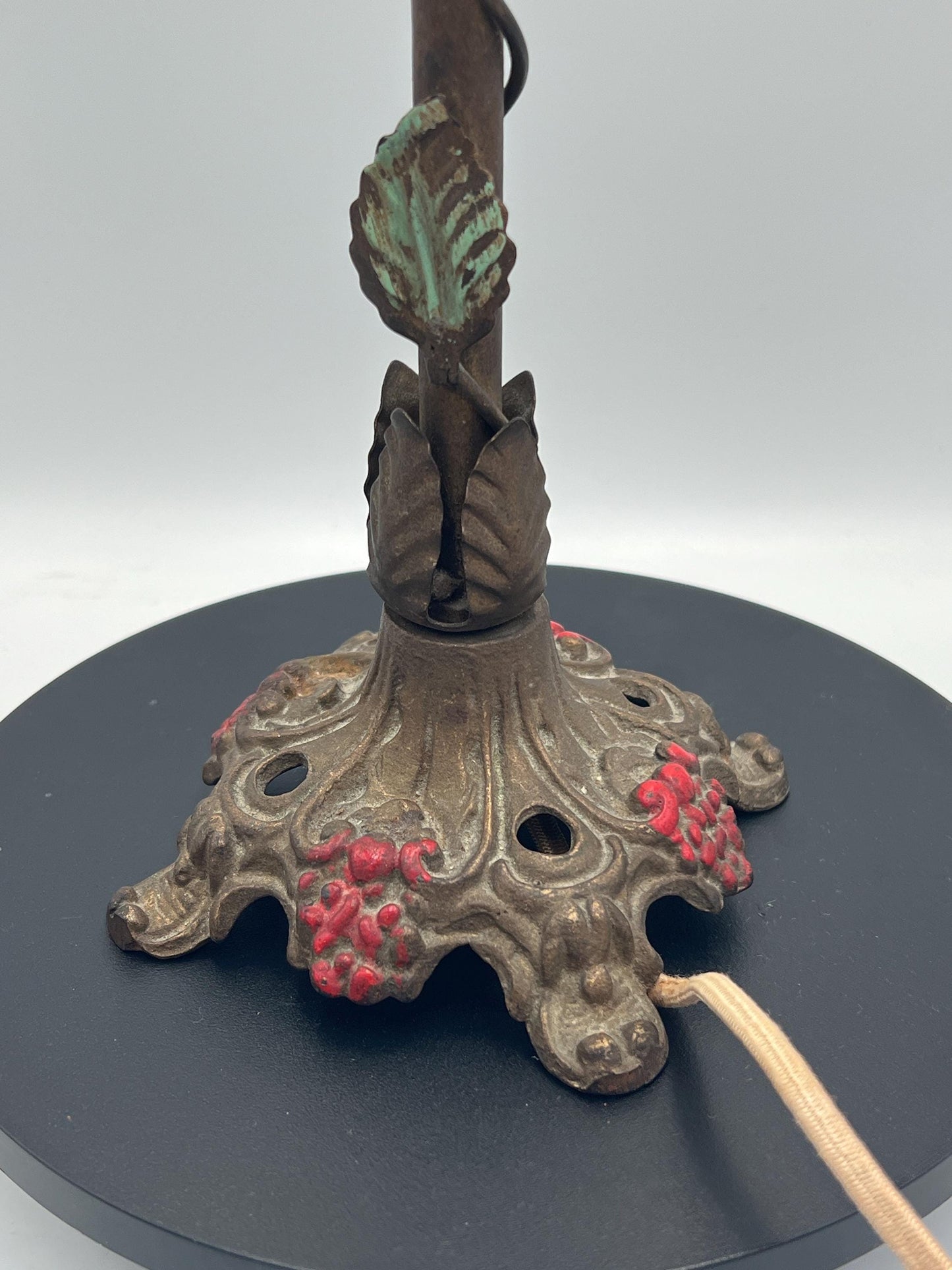 Floral Motif Cast Metal Lamp with Shade - Light and Airy