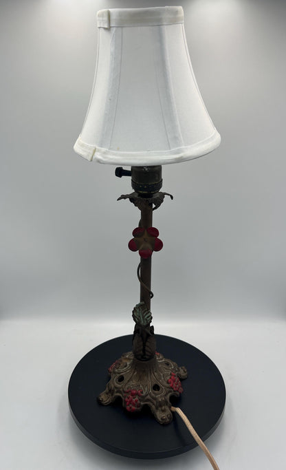 Floral Motif Cast Metal Lamp with Shade - Light and Airy