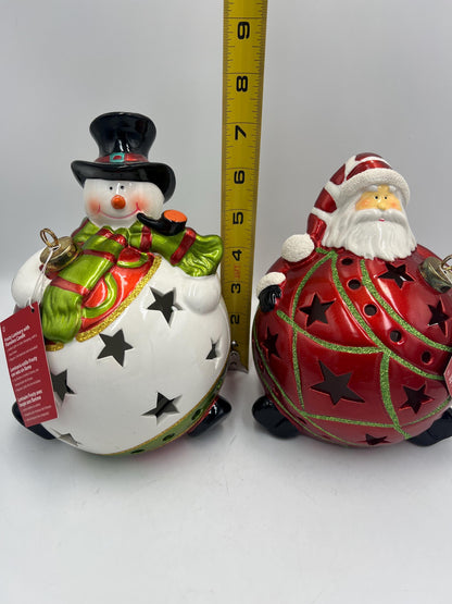 Frosty Snowman or Santa Luminary: Multicolor Flameless