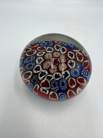 Vintage Glass Millefiori Paperweight: Handcrafted Collectible Art