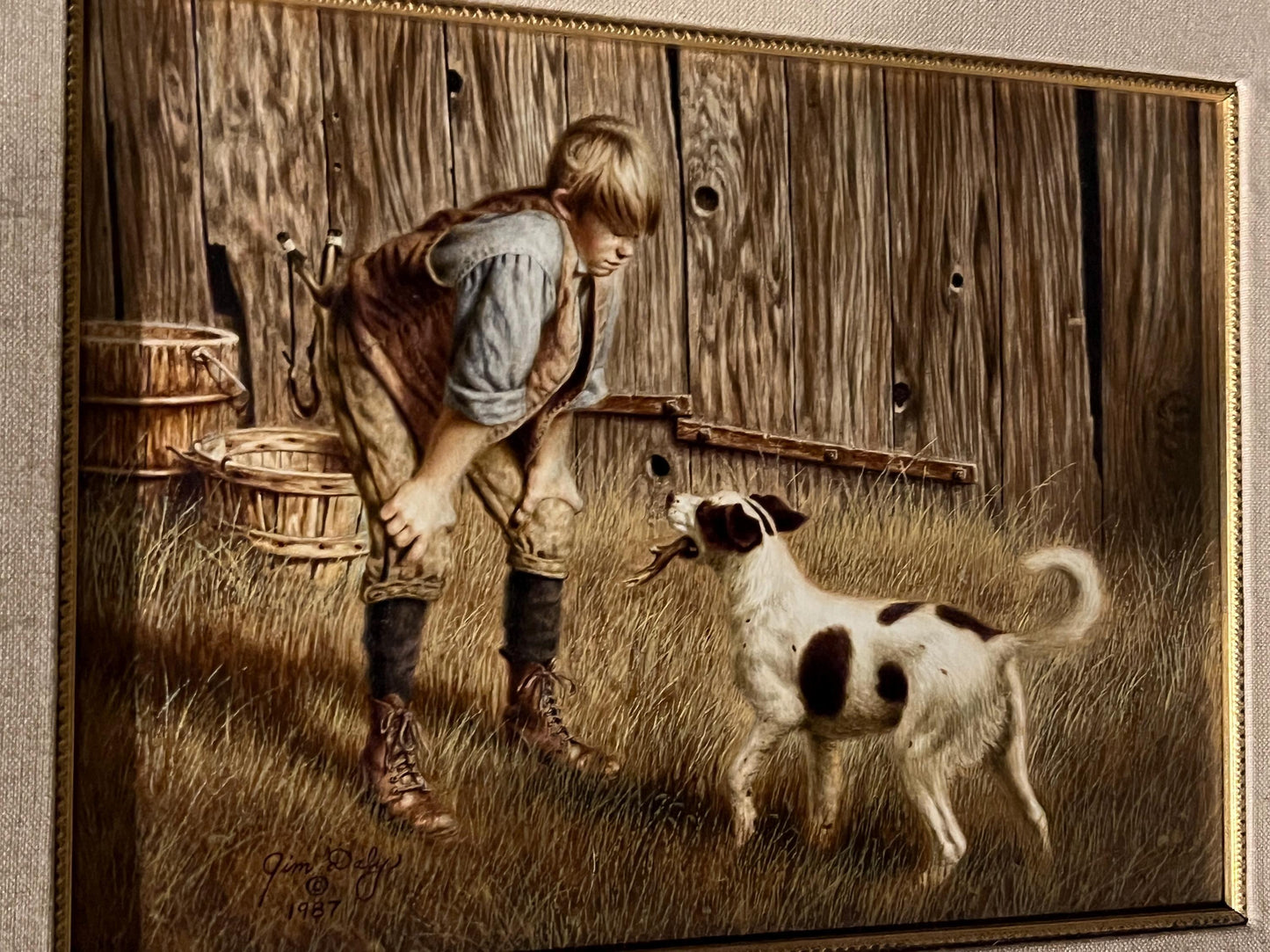 Framed Oil on Canvas, Original Painting by Jim Daly, "Drop It"