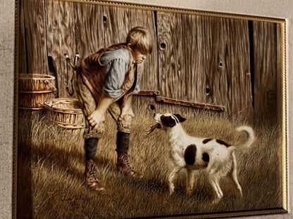 Framed Oil on Canvas, Original Painting by Jim Daly, "Drop It"