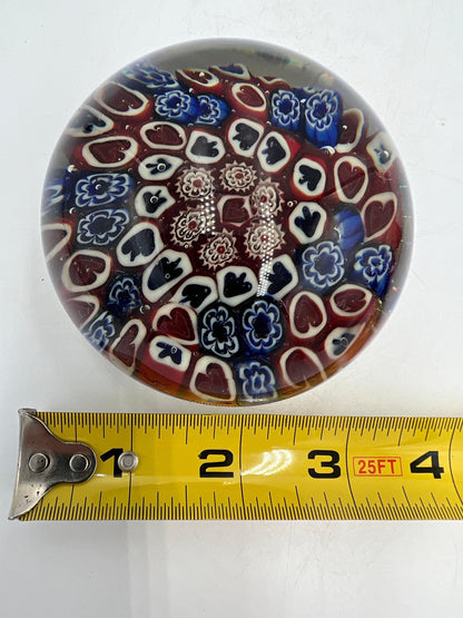 Vintage Glass Millefiori Paperweight: Handcrafted Collectible Art