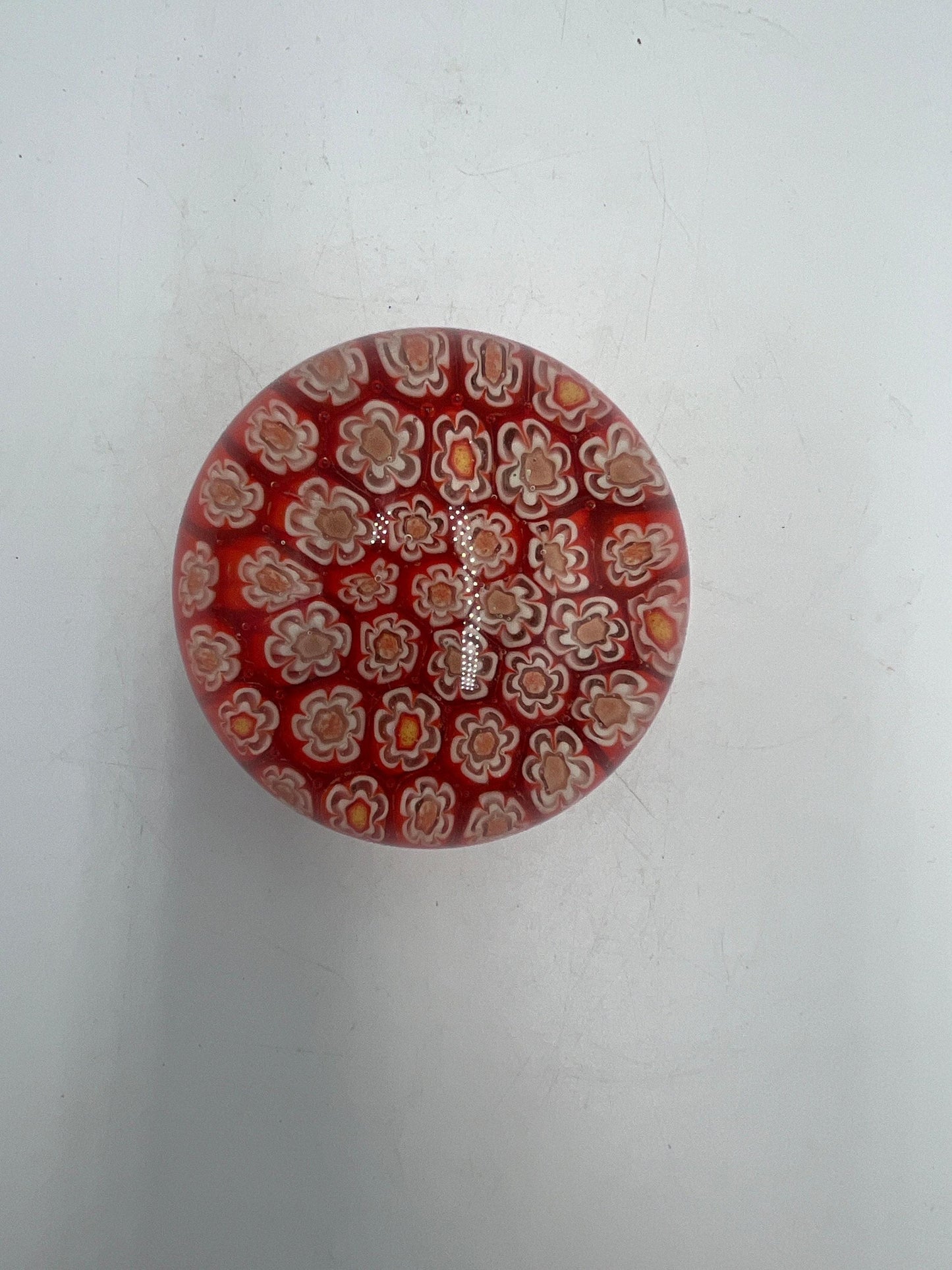 Vintage Glass Millefiori Paperweight: Handcrafted Collectible Art