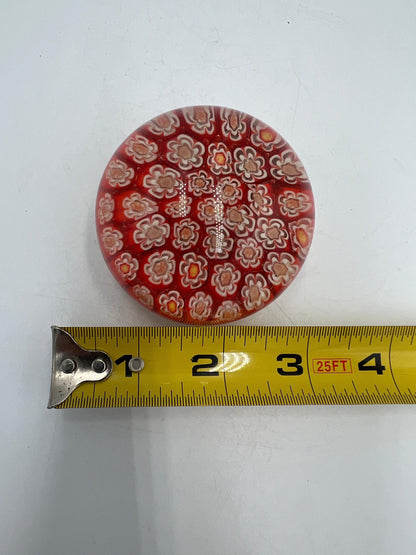 Vintage Glass Millefiori Paperweight: Handcrafted Collectible Art