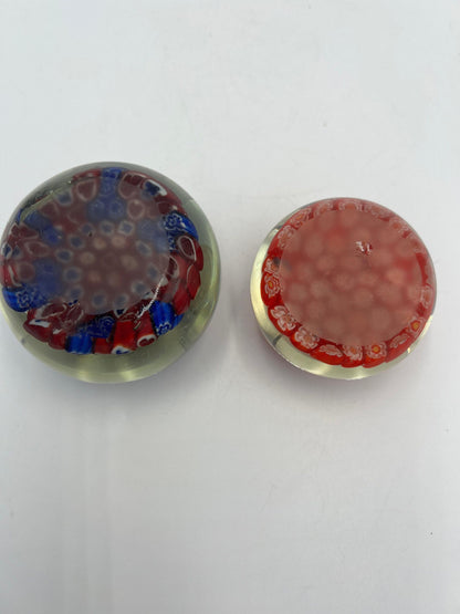 Vintage Glass Millefiori Paperweight: Handcrafted Collectible Art