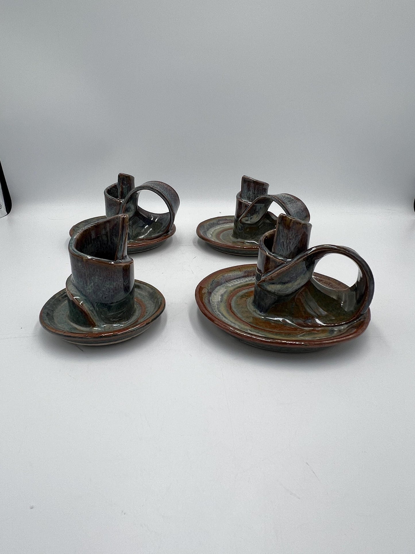 Ceramic Candlestick Holder Signed Art Pottery