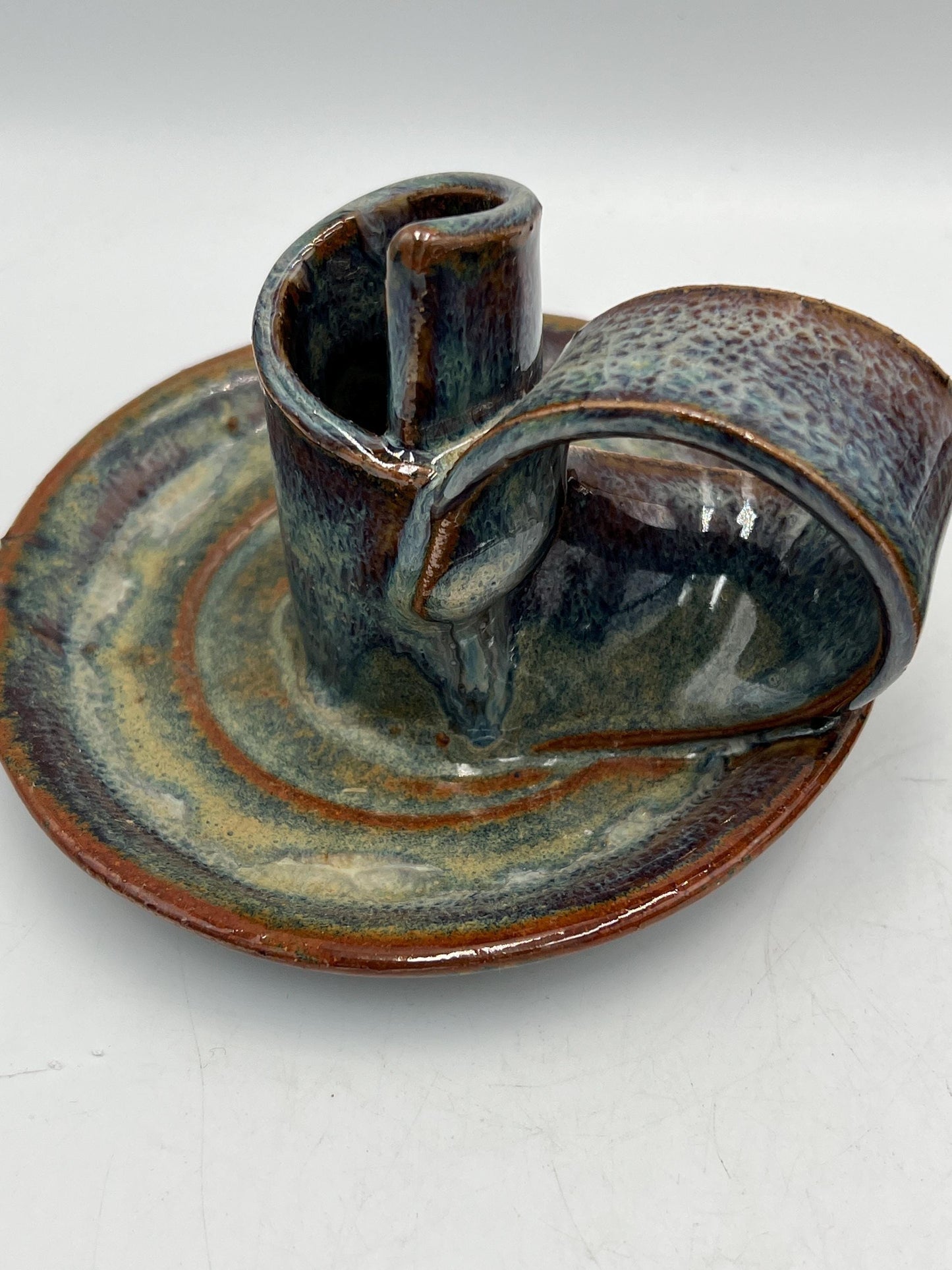 Ceramic Candlestick Holder Signed Art Pottery