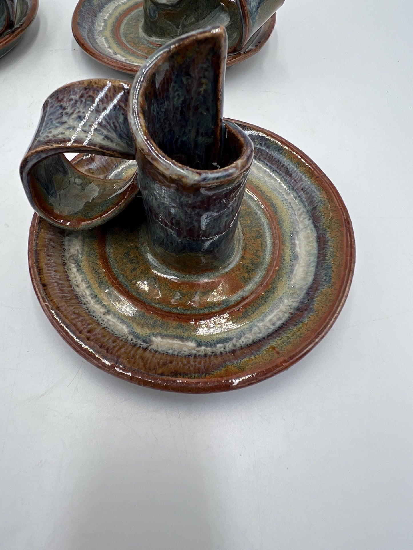 Ceramic Candlestick Holder Signed Art Pottery