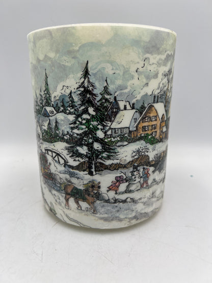 Vintage Flameless Candles Tree Santa Snowman Thomas Kinkade Inspired Musical Flameless Candle Centerpiece QVC exclusive RARE