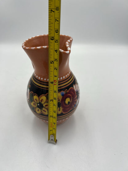 Vintage Folk Art Keralit Czech Peasant Hand-Painted Pottery
