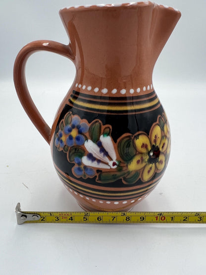 Vintage Folk Art Keralit Czech Peasant Hand-Painted Pottery