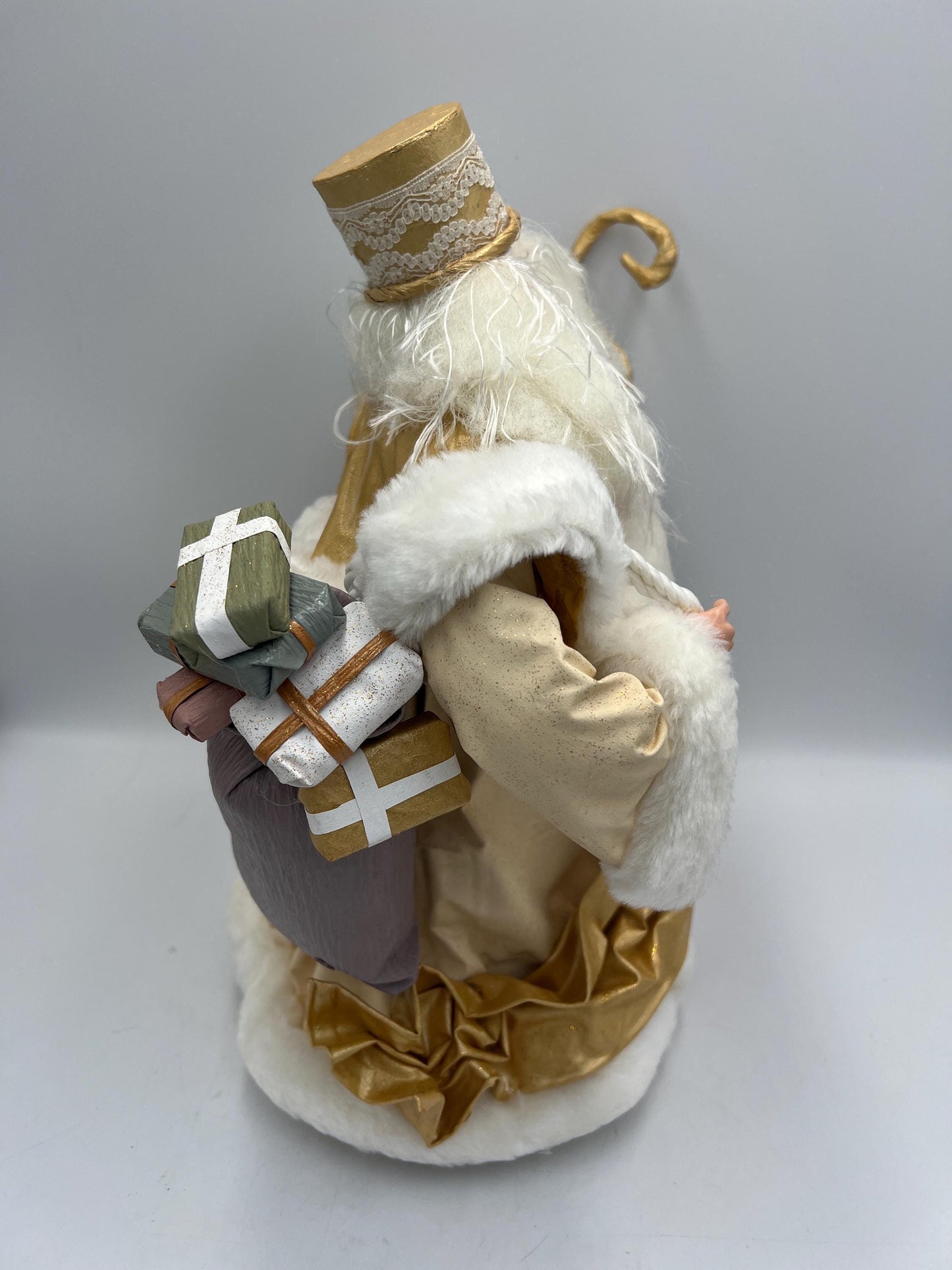 Vintage Old World Santa Gold and White