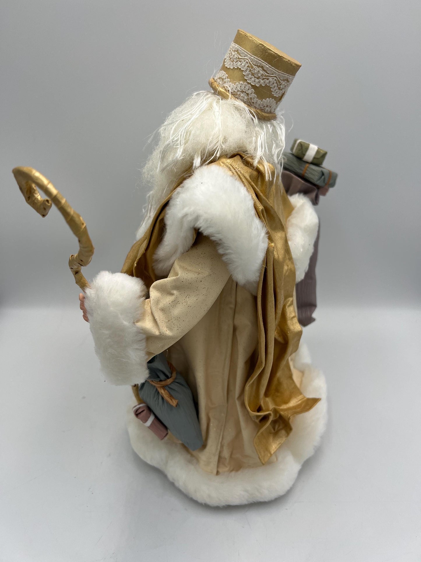 Vintage Old World Santa Gold and White