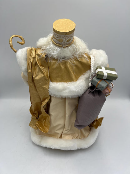 Vintage Old World Santa Gold and White