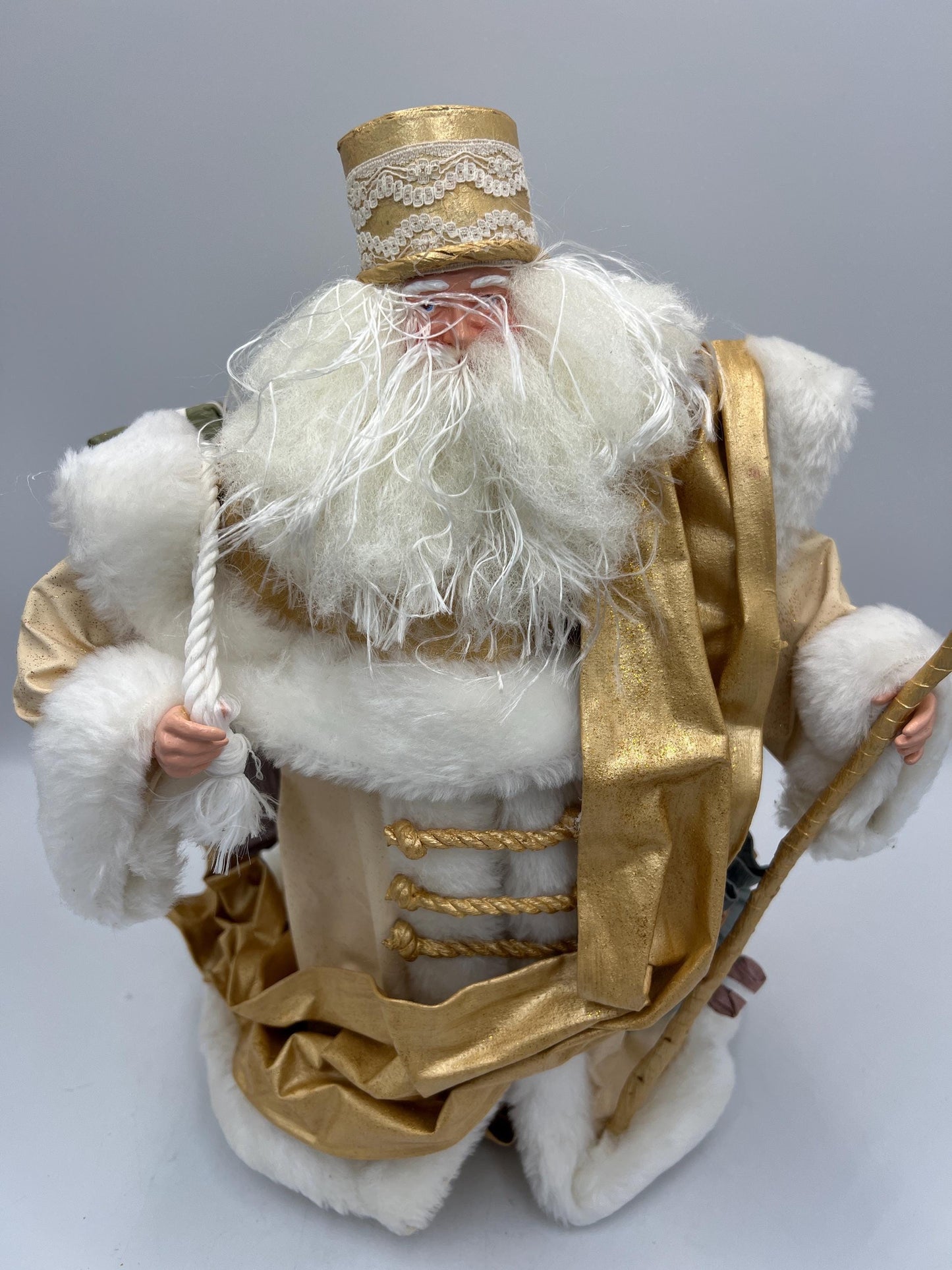 Vintage Old World Santa Gold and White
