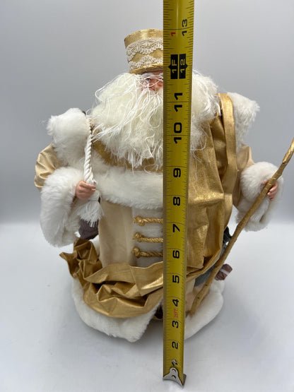 Vintage Old World Santa Gold and White