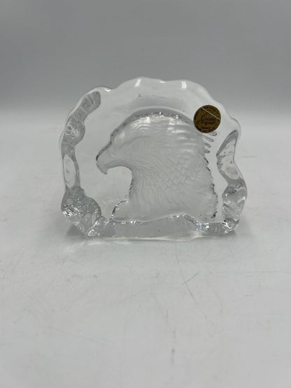 Cristal d'Arques Eagle Head Intaglio 24% Lead Crystal Clear Glass Figurine Made in France