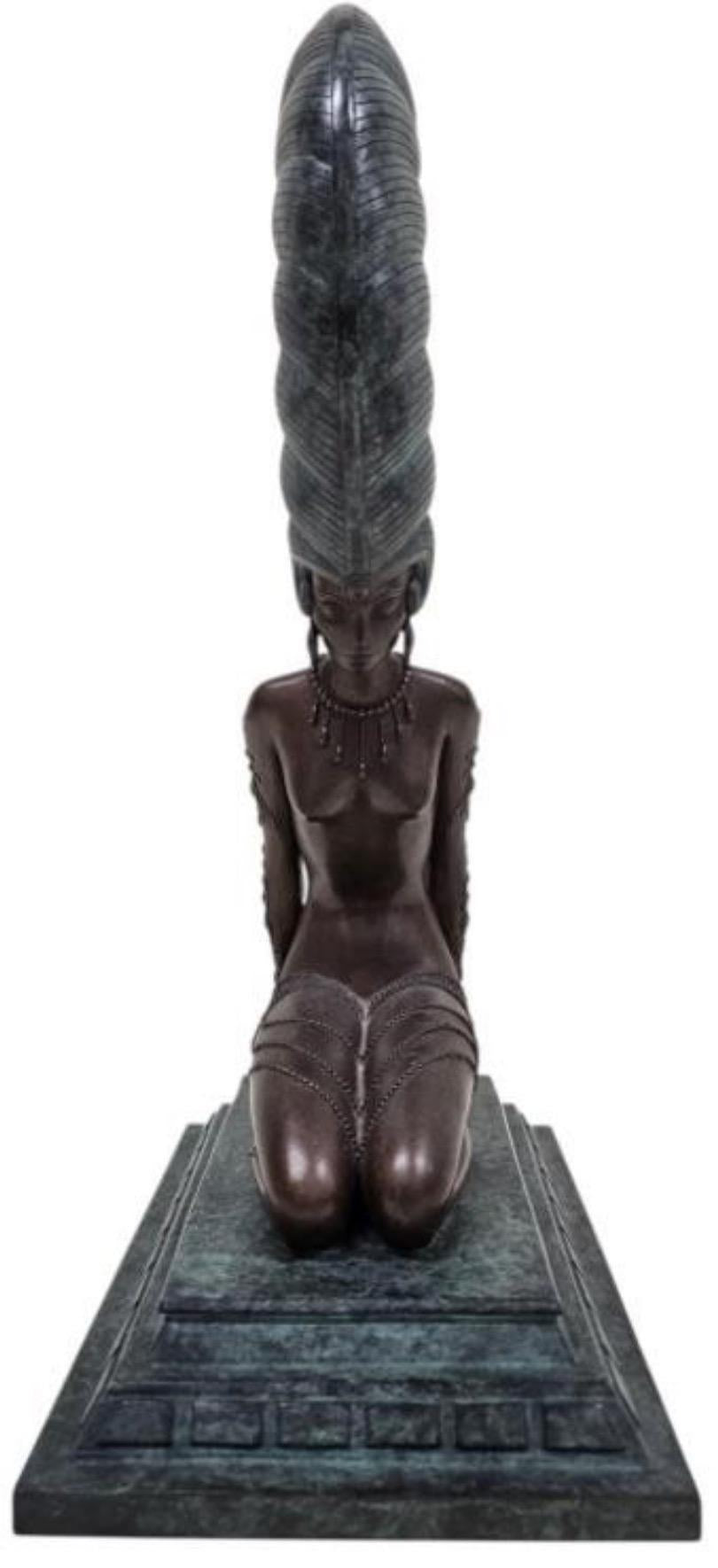 Vintage Erte La Plume Bronze Sculpture 1980
