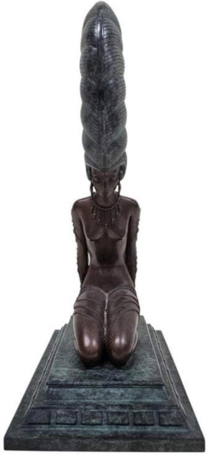 Vintage Erte La Plume Bronze Sculpture 1980
