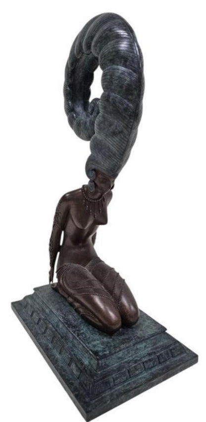 Vintage Erte La Plume Bronze Sculpture 1980