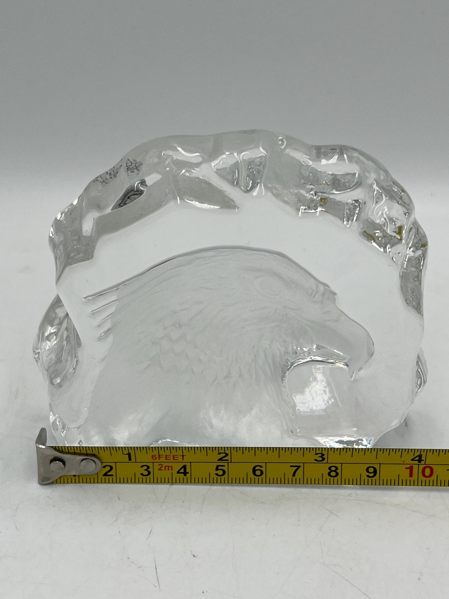 Cristal d'Arques Eagle Head Intaglio 24% Lead Crystal Clear Glass Figurine Made in France
