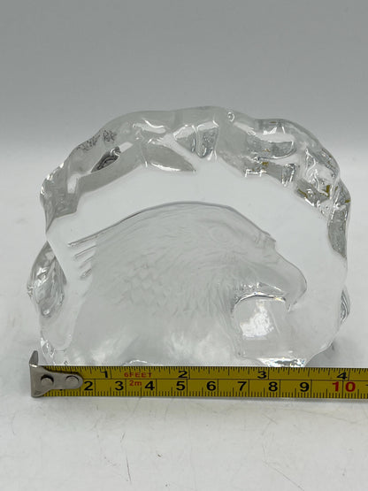 Cristal d'Arques Eagle Head Intaglio 24% Lead Crystal Clear Glass Figurine Made in France