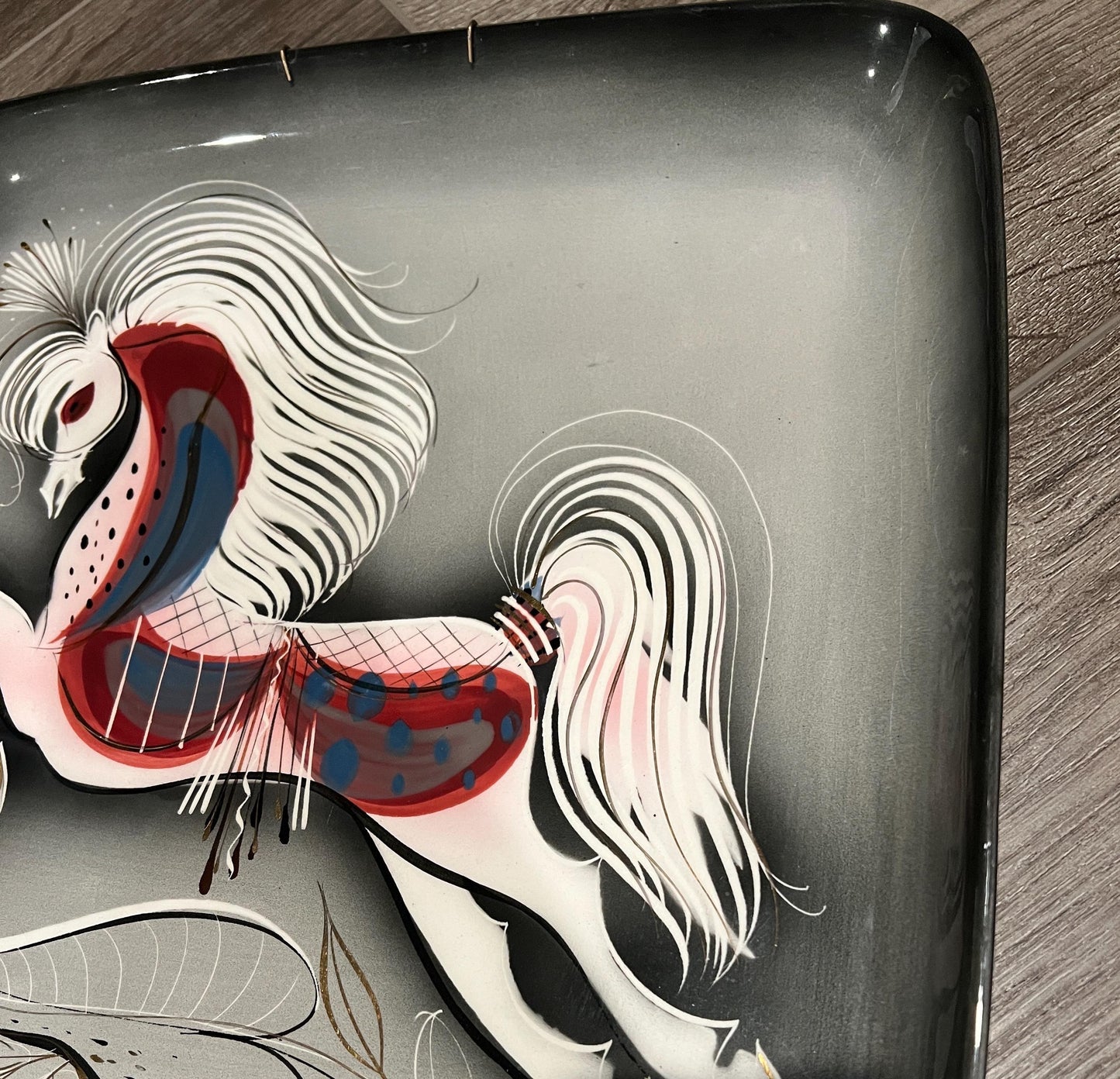 Sascha Brastoff Horse Plate: Mid Century Ceramic - Large Square Charger