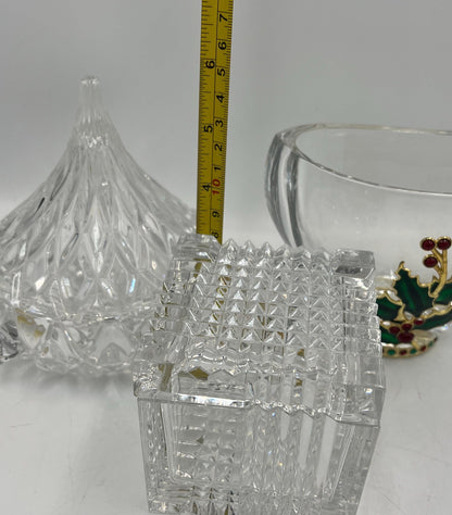 Art Glass - Mikasa Dish - Jonal Hershey Kiss - Holiday Teleflora Dish - Snowflake - Zinnia Petal - Cube