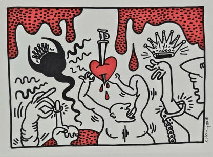 Untitled 1988 Ink Marker on Paper Keith Haring - Not authenticated (Read description)