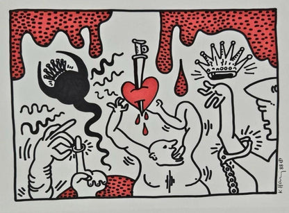 Untitled 1988 Ink Marker on Paper Keith Haring - Not authenticated (Read description)