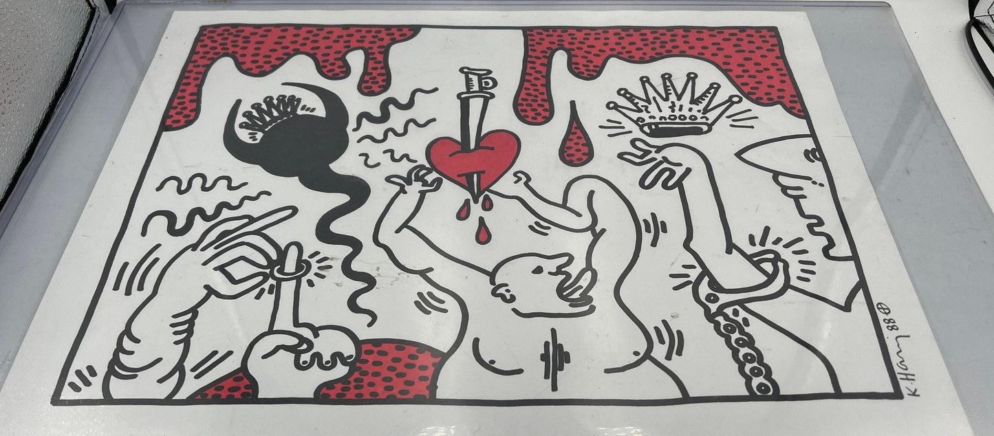 Untitled 1988 Ink Marker on Paper Keith Haring - Not authenticated (Read description)