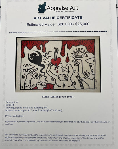 Untitled 1988 Ink Marker on Paper Keith Haring - Not authenticated (Read description)