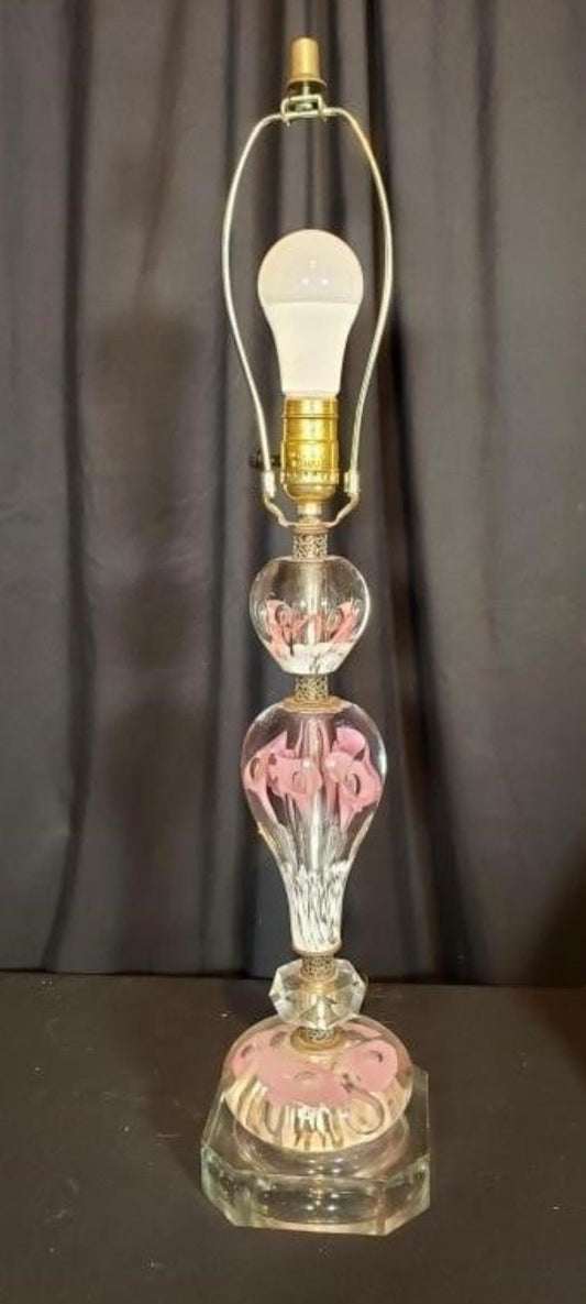American St. Clair Paperweight Glass Mid Century Modern Lamp 26" H