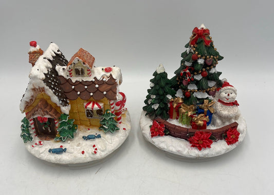 Candle Topper Gingerbread House and Christmas Tree / Snowman Candle-Lite Christmas Decor