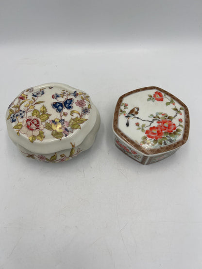 Lund's Lites Asian Inspired Ceramic Trinket Box with Candles - Two