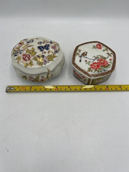 Lund's Lites Asian Inspired Ceramic Trinket Box with Candles - Two