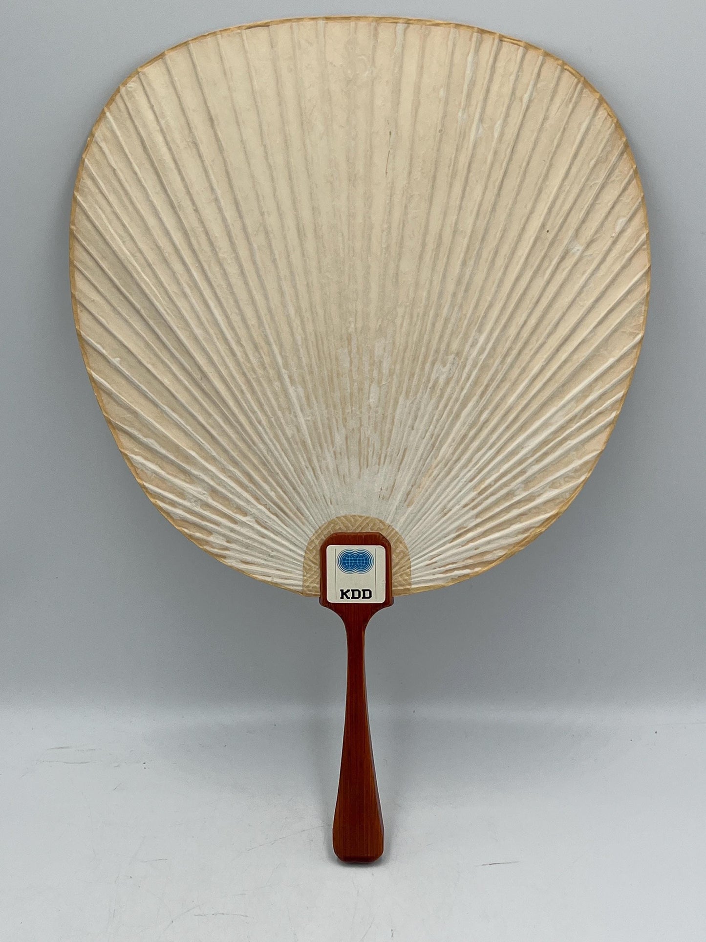 Vintage Japanese Uchiwa Paper Hand Fan with Bamboo Handle