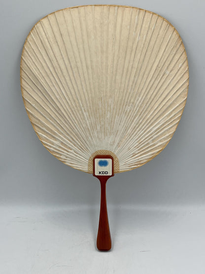 Vintage Japanese Uchiwa Paper Hand Fan with Bamboo Handle