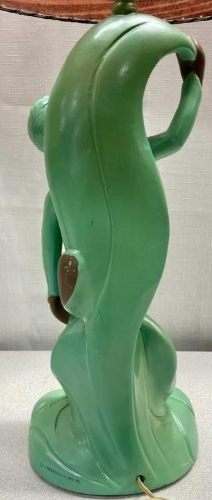 Figural Table Lamp: Green Fairy Style - Mid Century Chalk Ware